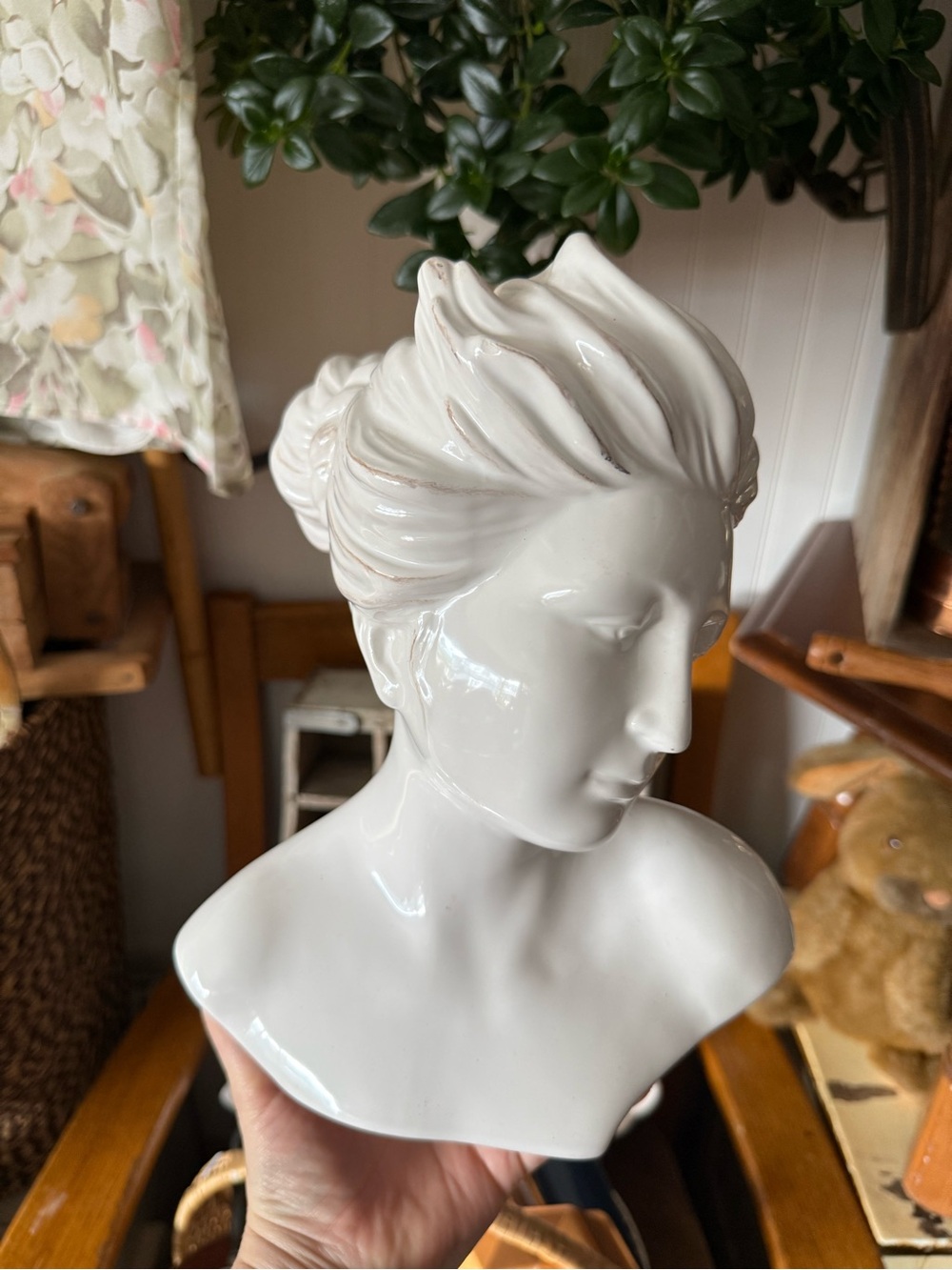 White Ceramic Female Bust Sculpture